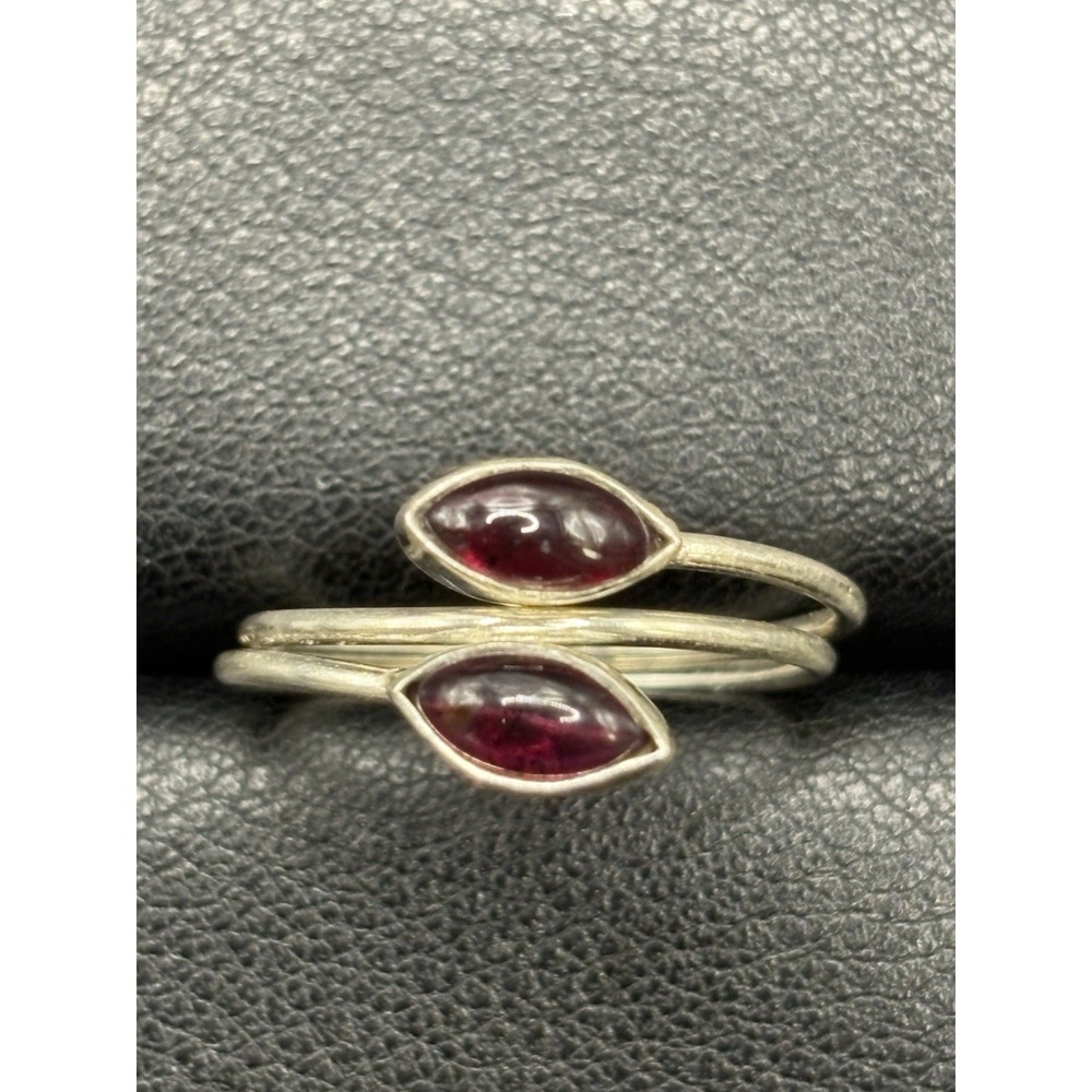 EUC Sterling Silver Double Rhodolite Garnet Ring Size 9 H4